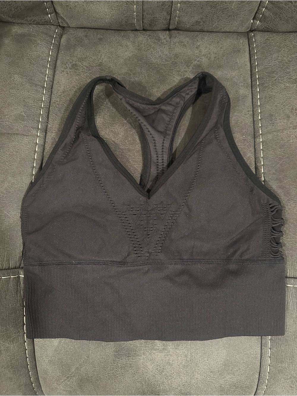 PINK Victoria's Secret Black Seamless Racerback Sports Bra